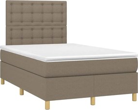 vidaXL Κρεβάτι Boxspring με Στρώμα &amp; LED Taupe 120x190 εκ. Υφασμάτινο
