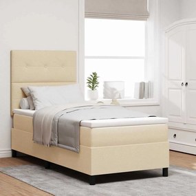 vidaXL Κρεβάτι με ελατήρια με στρώμα Κρεμ 100 x 200 cm ύφασμα
