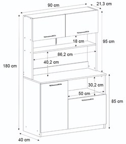 Έπιπλο κουζίνας Tuco 2 Megapap χρώμα λευκό 90x40x180εκ.