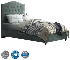 Επενδυμένο Κρεβάτι MALENA Μονό Nubuck Πράσινο 90x200 εκ. 90x205x125 εκ.