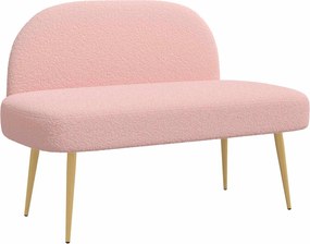 vidaXL Δερμάτινος Πάγκος με Πλάτη Ροζ 110 x 60 x 76 cm Μπουκλέ