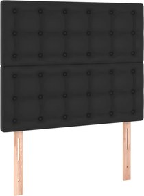 vidaXL Κρεβάτι Boxspring με Στρώμα Μαύρο 100x200εκ.από Συνθετικό Δέρμα