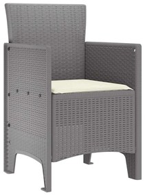 vidaXL Καρέκλα Κήπου 4 pcs Ανοιχτό γκρι 53 x 49 x 85 εκ. PP