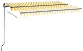 Τέντα Συρόμενη Χειροκίνητη με LED Κίτρινο / Λευκό 450 x 350 εκ. - Κίτρινο