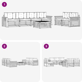 vidaXL Σειρά Καναπέ Εξωτερικού 7 pcs Άσπρο και Ανθρακί