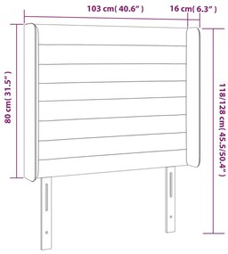 Κεφαλάρι Κρεβατιού LED Μαύρο 103x16x118/128 εκ. Βελούδινο - Μαύρο