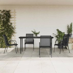 vidaXL Σετ Τραπεζαρίας Κήπου 5 Τεμαχίων Μαύρο Ατσάλι & Textilene