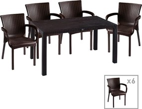 Τραπεζαρία Explore-Festive pakoworld σετ 7τεμ PP καφέ 150x90x73,5εκ