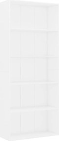 vidaXL Βιβλιοθήκη με 5 Ράφια Λευκή 80 x 30 x 189 εκ. Επεξ. Ξύλο