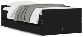 vidaXL Πλαίσιο Κρεβατιού με Συρτάρια Μαύρο 90x200 εκ