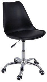 MARTIN-W Καρέκλα Γραφείου, Βάση Χρώμιο, PP &amp; Pu Μαύρο, Μονταρισμένη Ταπετσαρία  52x52x80/93cm [-Μαύρο-] [-PP - PC - ABS-, -PU - PVC-] ΕΟ201,1WL