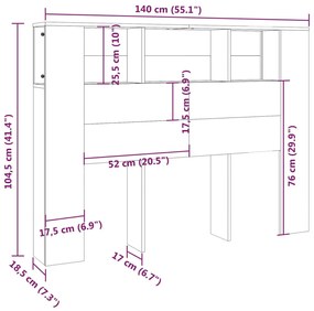 vidaXL Κεφαλάρι Με Αποθηκευτικό Χώρο Καφέ Δρυς 140x18,5x104,5 εκ.