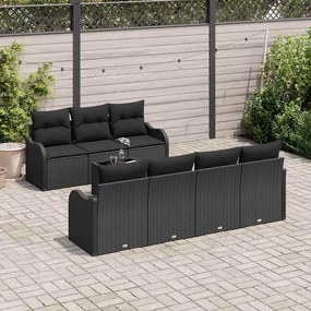 vidaXL Σετ Καναπέ Κήπου με μαξιλάρι 8 pcs Μαύρο 55 x 55 x 37 εκ
