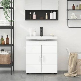 vidaXL Ντουλάπα νιπτήρα μπάνιου TULUM Γυαλιστερό λευκό 60 x 34 x 63 εκ