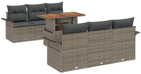 vidaXL Σετ Καναπέ Κήπου με μαξιλάρι 7 pcs Γκρι 100 x 55 x 73 εκ