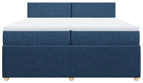 vidaXL Κρεβάτι Boxspring με Στρώμα Μπλε 200x200 εκ. Υφασμάτινο