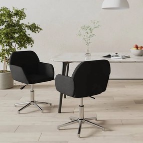 vidaXL Καρέκλες Τραπεζαρίας Περιστρεφόμενες 2 τεμ. Μαύρες Υφασμάτινες