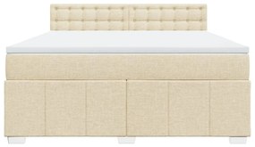 Κρεβάτι Boxspring με Στρώμα Κρεμ 180x200 εκ. Υφασμάτινο - Κρεμ