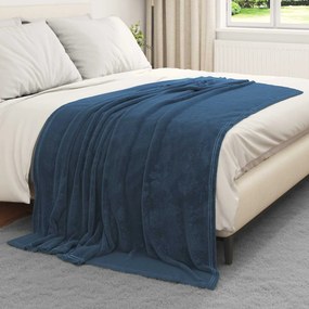 vidaXL Κουβέρτα Σκούρο μπλε 150 x 200 cm Μαλλί