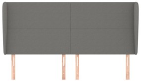 Κεφαλάρι με Πτερύγια Σκούρο Γκρι 203x23x118/128 εκ. Υφασμάτινο 3117699