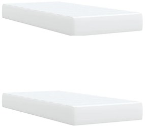 Κρεβάτι Boxspring με Στρώμα Λευκό 200x200 εκ. Συνθετικό Δέρμα - Λευκό