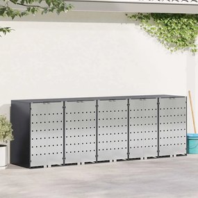 vidaXL Αποθήκη τροχήλατου κάδου για 3 κάδους Ατσάλι Ανθρακί