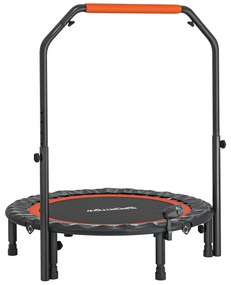 SPORTNOW Mini Τραμπολίνο, με ρυθμιζόμενη καθ' ύψος λαβή στήριξης, οθόνη LCD, ατσάλι, μαύρο+κόκκινο, Ø102 x 99-123cm