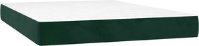 vidaXL Κρεβάτι Boxspring με Στρώμα &amp; LED Σκ. Πράσινο 140x200εκ Βελούδο