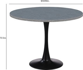 Τραπέζι Κουζίνας (Φ100x74.5) Spitishop Eclipse Stone Grey