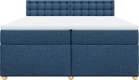 vidaXL Κρεβάτι Boxspring με Στρώμα Μπλε 200x200 εκ. Υφασμάτινο