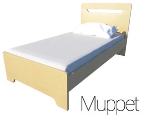 Παιδικό Μονό 90x190 Κρεβάτι Irven Muppet Χρώμα Δρυς