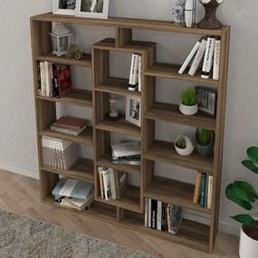 Βιβλιοθήκη Ample Megapap χρώμα καρυδί 125x22x135,7εκ.