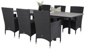 Σετ Τραπέζι και καρέκλες Dallas 2501, Polyξύλο, Πλαστικό ψάθινο, Μαξιλάρι καθίσματος: Ναι | Epipla1.gr