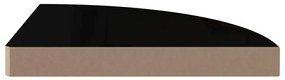 Ράφι Τοίχου Γωνιακό Γυαλιστερό Μαύρο 35x35x3,8 εκ. από MDF - Μαύρο