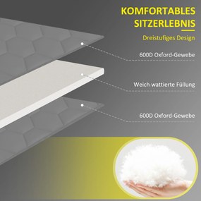 Outsunny Ξαπλώστρα Ξαπλώστρα Κήπου, πτυσσόμενη, με μαξιλάρι, ανθεκτική στις καιρικές συνθήκες. 188 cm x 65 cm x 36 cm, Γκρι + Μαύρο