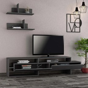 Έπιπλο τηλεόρασης Gara Megapap χρώμα ανθρακί 180x29,8x42εκ.