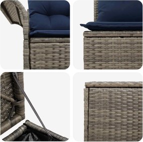 vidaXL Σετ Καναπέ 7 τμχ. Γκρι και Navy Blue Πολυ-ρακί και Χάλυβας