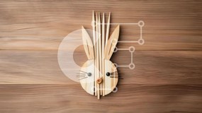 Intra Συλλεκτικό Ξύλινο Παζλ Plywood  4mm - Ξύλινο Διακόσμηση Κεφαλιού Λαγουδάκι Σε Ξύλινο Κουτί - Διαστάσεις: 10x10 cm – 25 κομμάτια