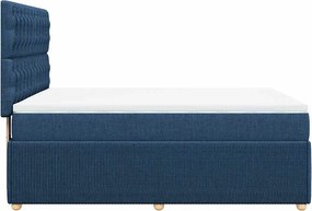 vidaXL Κρεβάτι Boxspring με Στρώμα Μπλε 140x190 εκ. Υφασμάτινο