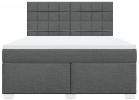 Κρεβάτι Boxspring με Στρώμα Σκούρο Γκρι 180x200 εκ Υφασμάτιν - Γκρι