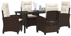 vidaXL Σέτ φαγητού για κήπο 5 pcs Καφέ συνθετικό ρατάν