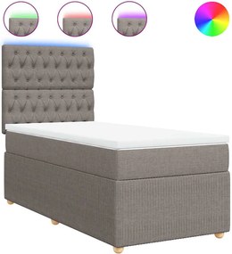 vidaXL Κρεβάτι Boxspring με Στρώμα Taupe 90x200 εκ. Υφασμάτινο