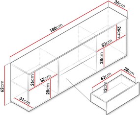 Έπιπλο τηλεόρασης Vera 181-Leuko