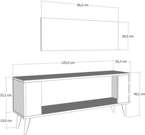 Stewehome Μοντέρνο έπιπλο τηλεόρασης με ντουλάπι 120x26x48 cm
