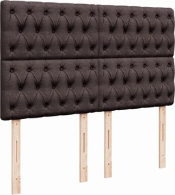 vidaXL Κρεβάτι Boxspring με Στρώμα Σκούρο Καφέ 140x190 εκ. Υφασμάτινο