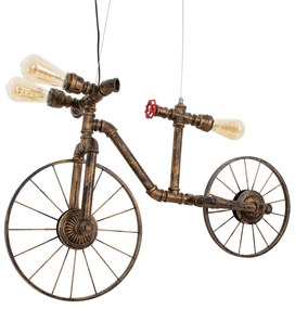 00660 GloboStar® GLOBOSTAR® SWIFTWALKER 00660 Vintage Κρεμαστό Φωτιστικό Οροφής με Ντουί 3 x E27 AC 220-240V IP20 - Χάλκινο & Κόκκινο - Μ85 x Π29.5 x Υ55cm