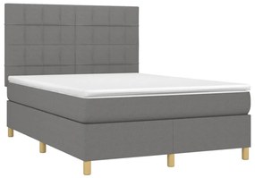 ΚΡΕΒΑΤΙ BOXSPRING ΜΕ ΣΤΡΩΜΑ ΣΚΟΥΡΟ ΓΚΡΙ 140X200 ΕΚ ΥΦΑΣΜΑΤΙΝΟ 3142338