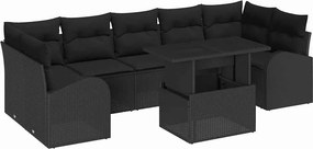 vidaXL Σετ Καναπέ Κήπου με μαξιλάρι 8 pcs Μαύρο Πολυ ράταν
