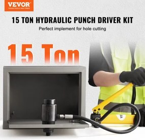 VEVOR 15 Ton Hydraulic Knockout Punch Driver Kit Hole Tool 12,7mm-101,6mm with 10 Die