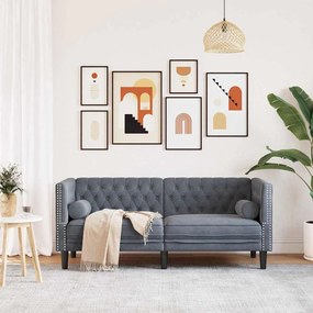 vidaXL Καναπές Chesterfield Σκούρο γκρι 174 x 74.5 x 70.5 εκ. Βελούδο
